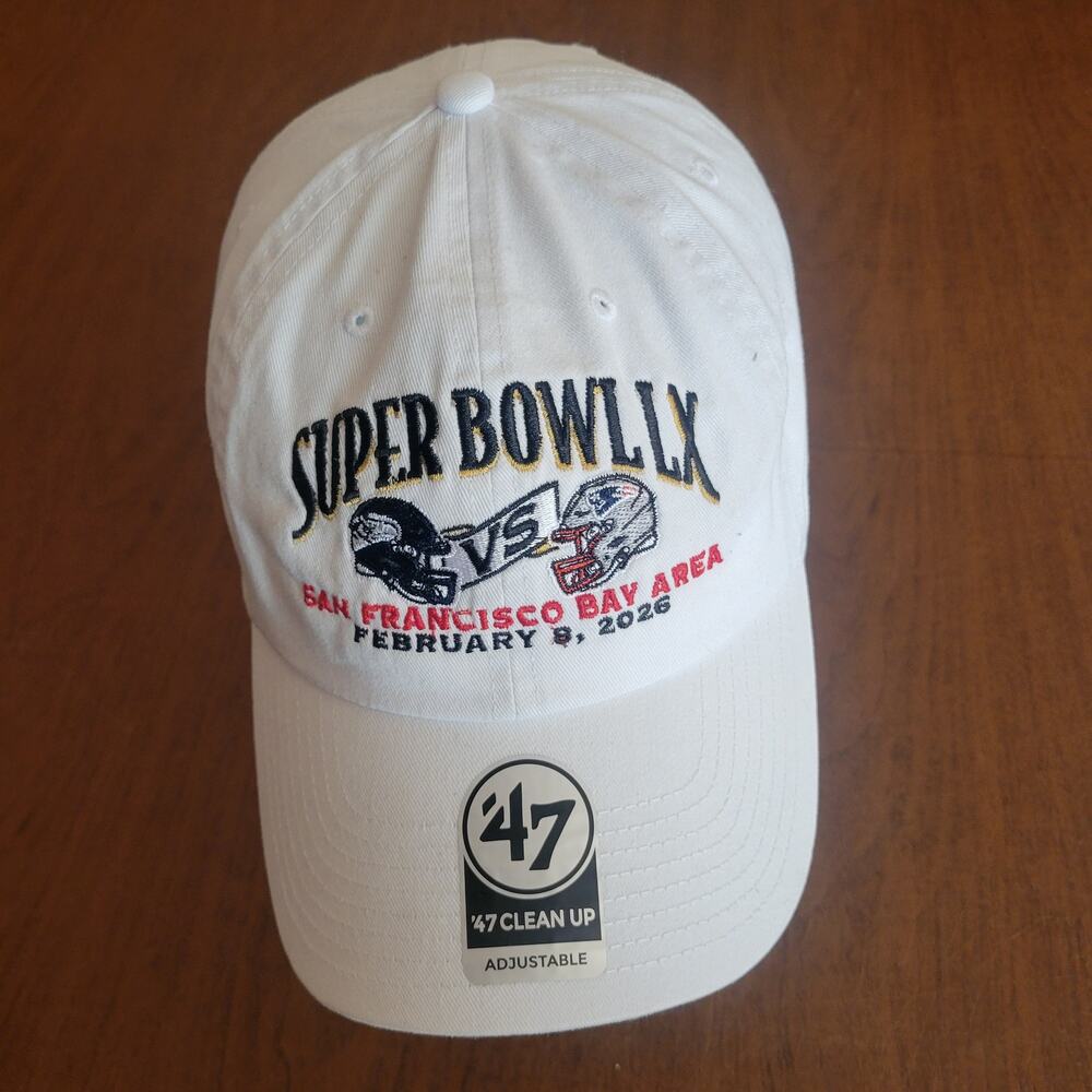 47 Brand Clean Up adjustable white hat Super Bowl LX New, with tag OSFA